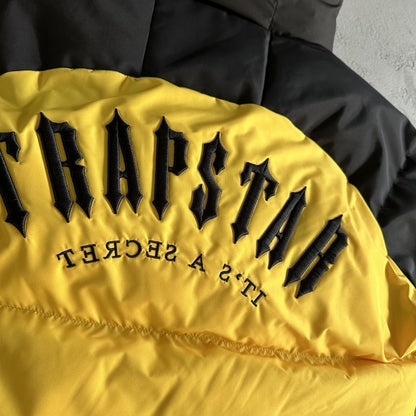 Trapstar Decoded Arch Pufferjacke Schwarz Gelb 