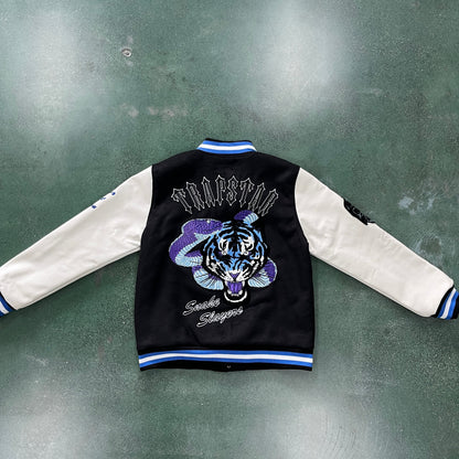 Trapstar Varsity Jacke Couro Legítimo