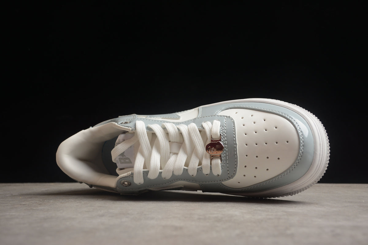 Bape Sta Lackleder Grau und Weiß 