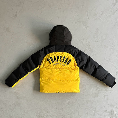 Trapstar Decoded Arch Pufferjacke Schwarz Gelb 