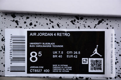 AIR JORDAN 4 RETRO "UNIVERSITY BLUE" BLAU 
