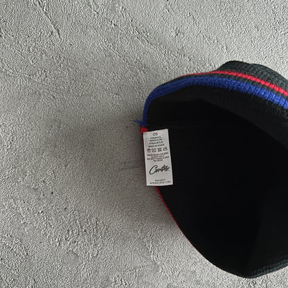 Corteiz Stripe Beanie Schwarz Rot Blau