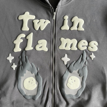 Felpa con cappuccio e zip Broken Planet Twin Flames 