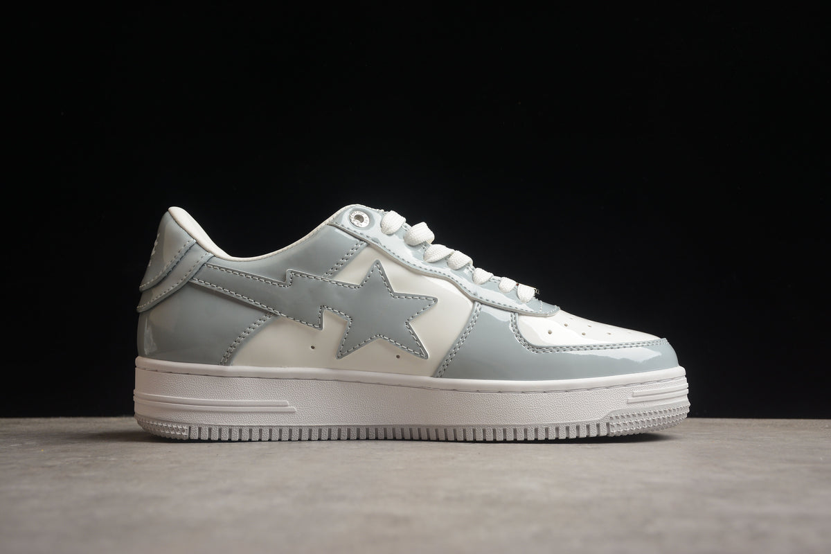 Bape Sta Lackleder Grau und Weiß 