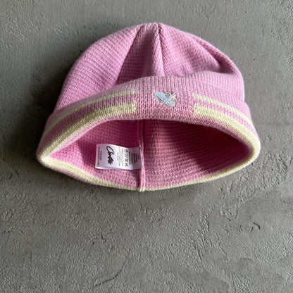 Corteiz Strickmütze mit Streifen - Pink