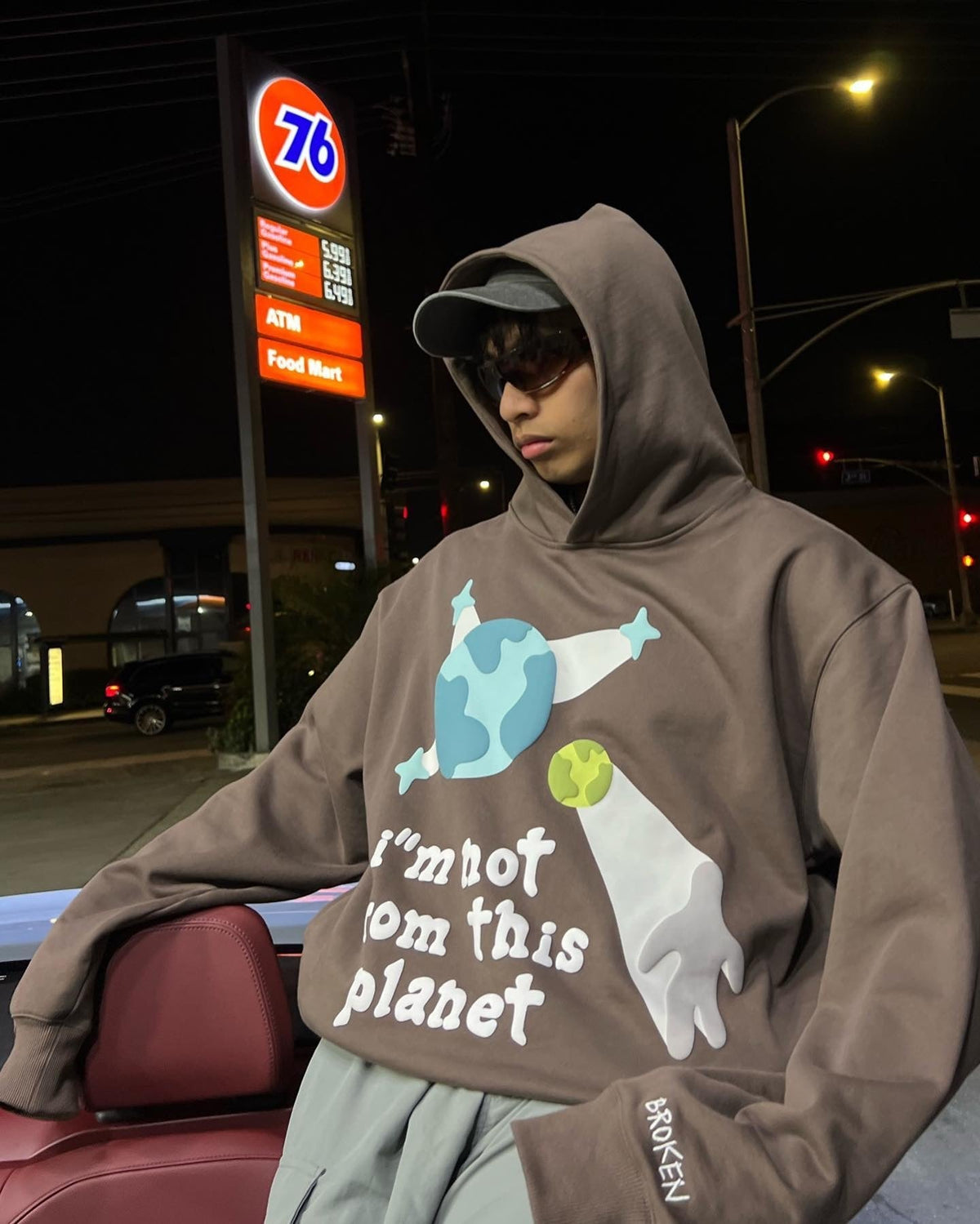 Felpa con cappuccio Blue Planet Market di Broken Planet 