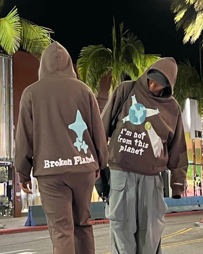 Felpa con cappuccio Blue Planet Market di Broken Planet 