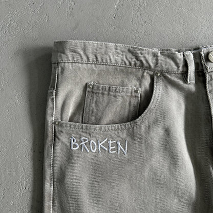 Broken P White Star Pants