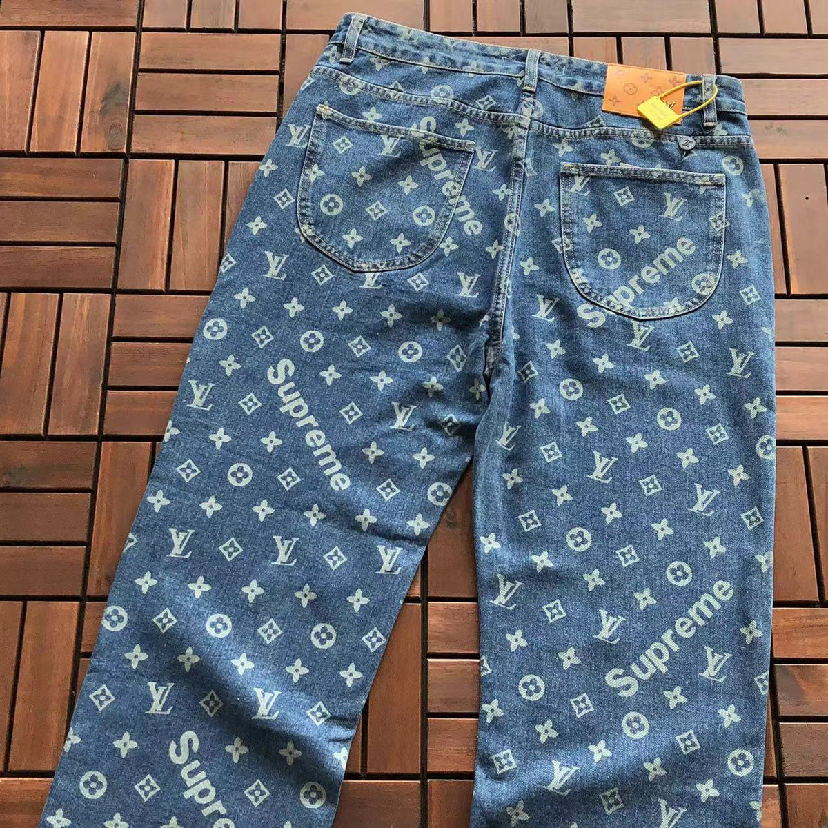 Supreme x Louis Vuitton 5-Pocket-Jeans aus Jacquard-Denim
