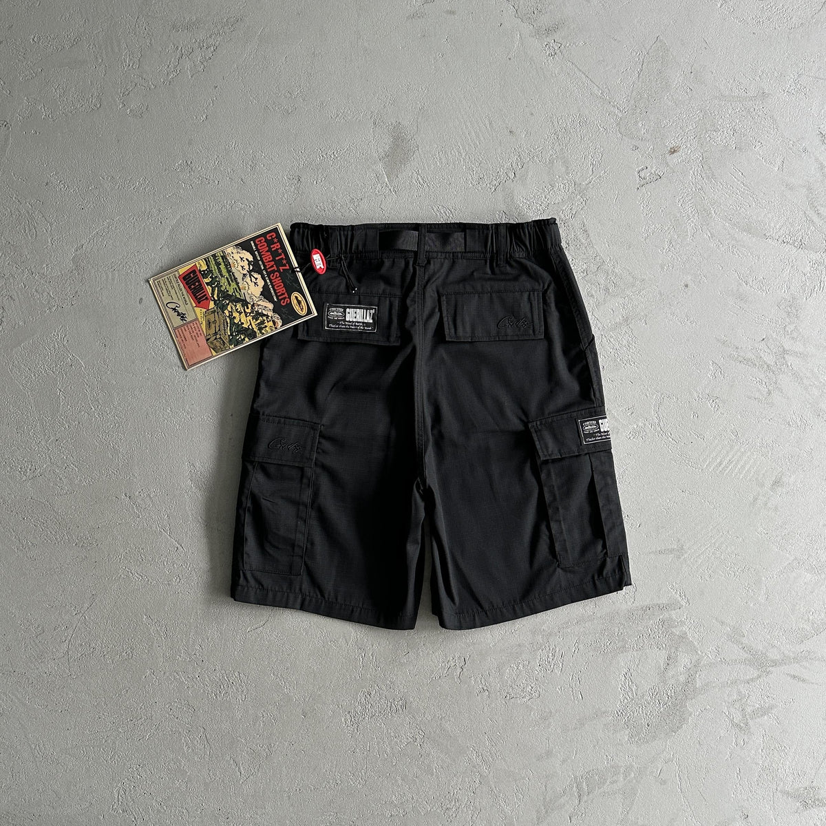 Corteiz – Schwarze Cargo-Shorts
