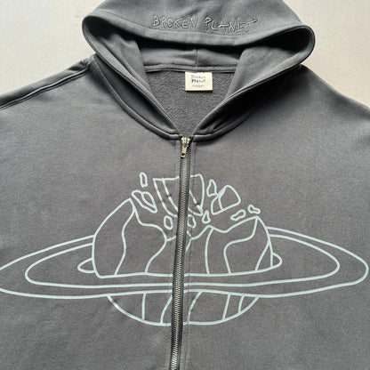 Felpa con cappuccio e zip Broken Planet Planet grigia 